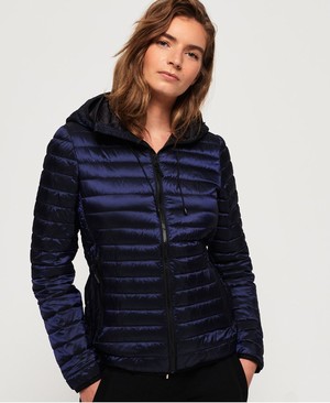 Superdry Core Down Hooded Női Kabát Sötétkék | SAHFZ8067